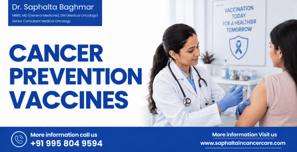 Dr. Saphalta Baghmar, Medical Oncologist, discusses cancer prevention vaccines in India with a patient during consultation.